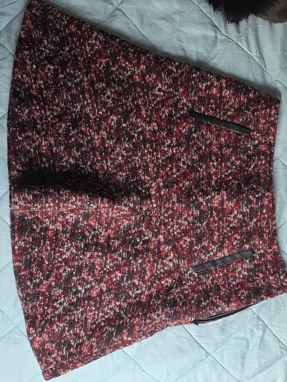 Ann Taylor Burgundy & Black Tweed Lined Scater Style Skirt (86% Wool)